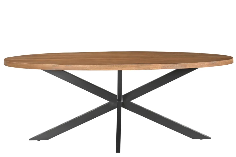Ovale Eettafel Rocky Mangohout en staal
