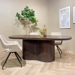 Ovale Eettafel Sadey Mangohout, kleur Bruin