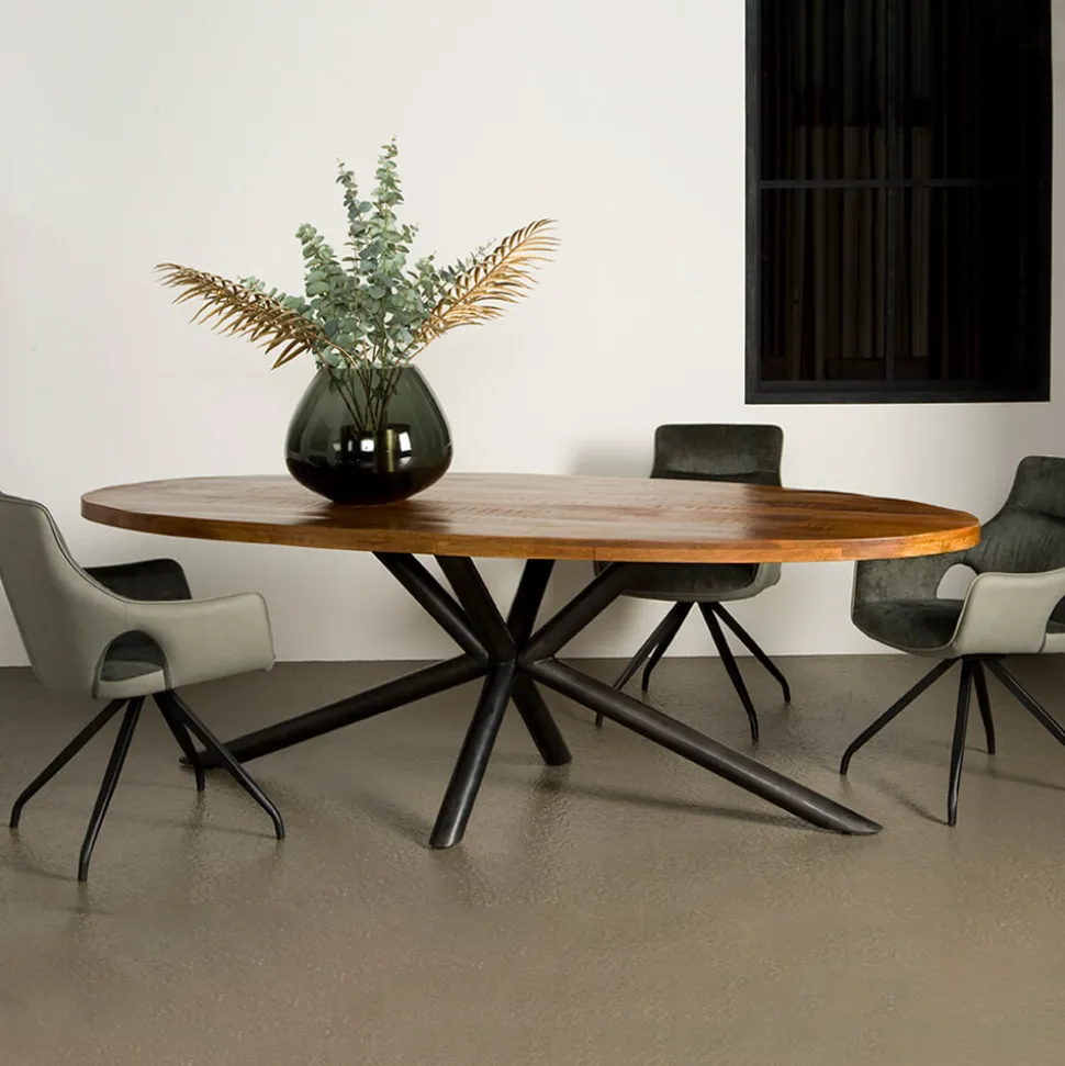 Ovale Eettafel Selva Mangohout, kleur Naturel
