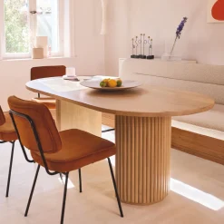 Ovale Eettafel Tessica Mangohout, 180 x 90cm