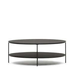 Ovale Salontafel Fideia Glas en Metaal, 110 x 65cm