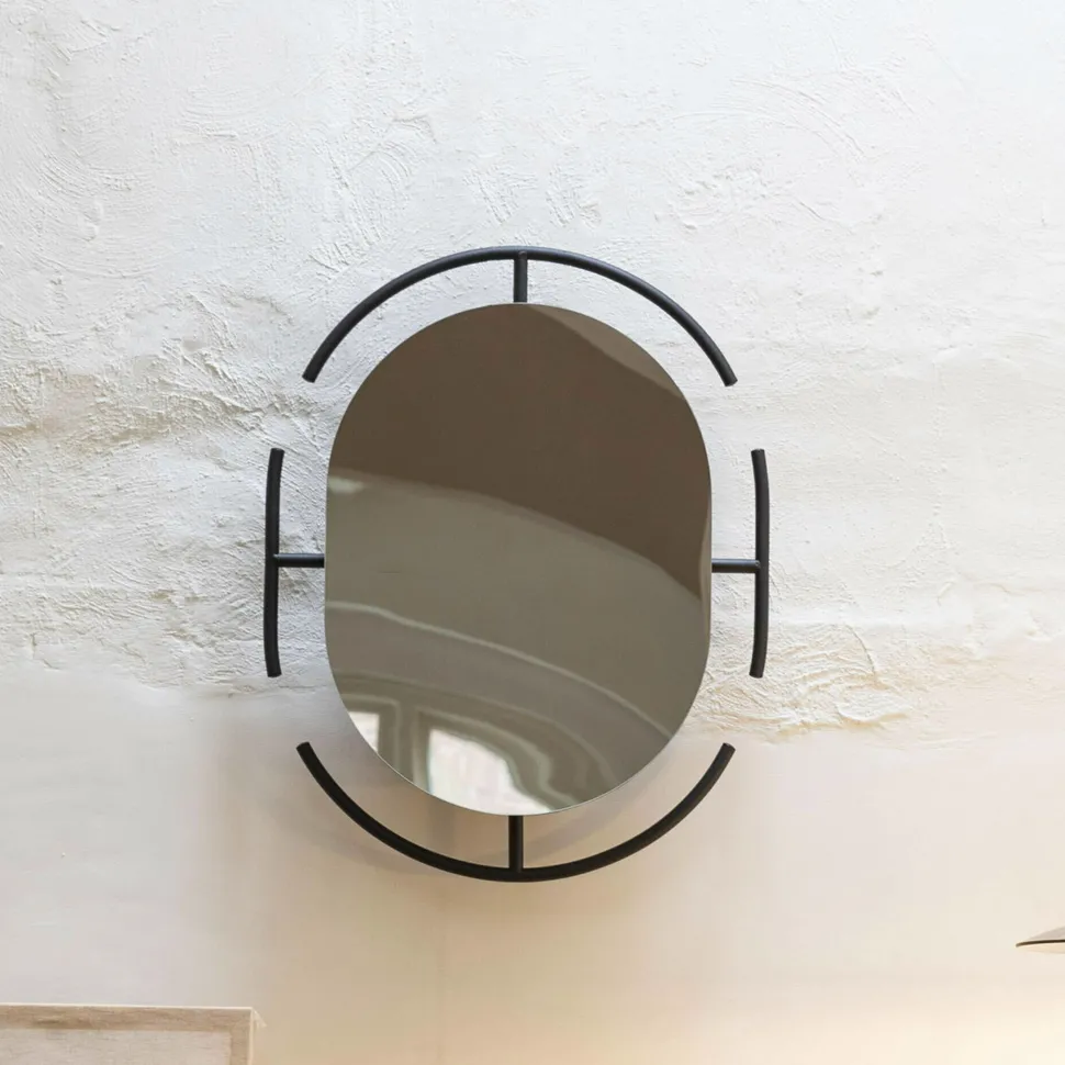 Ovale Spiegel Emma 70 x 56cm, kleur Zwart