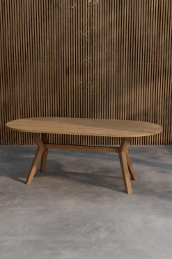 Ovale Tuintafel Amberia Teakhout, 200 x 100cm, kleur Naturel