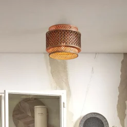 Plafondlamp Bhutan Bamboe, kleur Naturel/Zwart