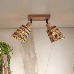 Plafondlamp Java 2-lamps, Bamboe