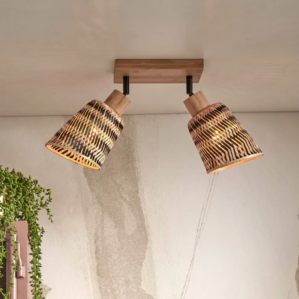 Plafondlamp Java 2-lamps, Bamboe