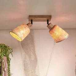 Plafondlamp Java 2-lamps, Bamboe