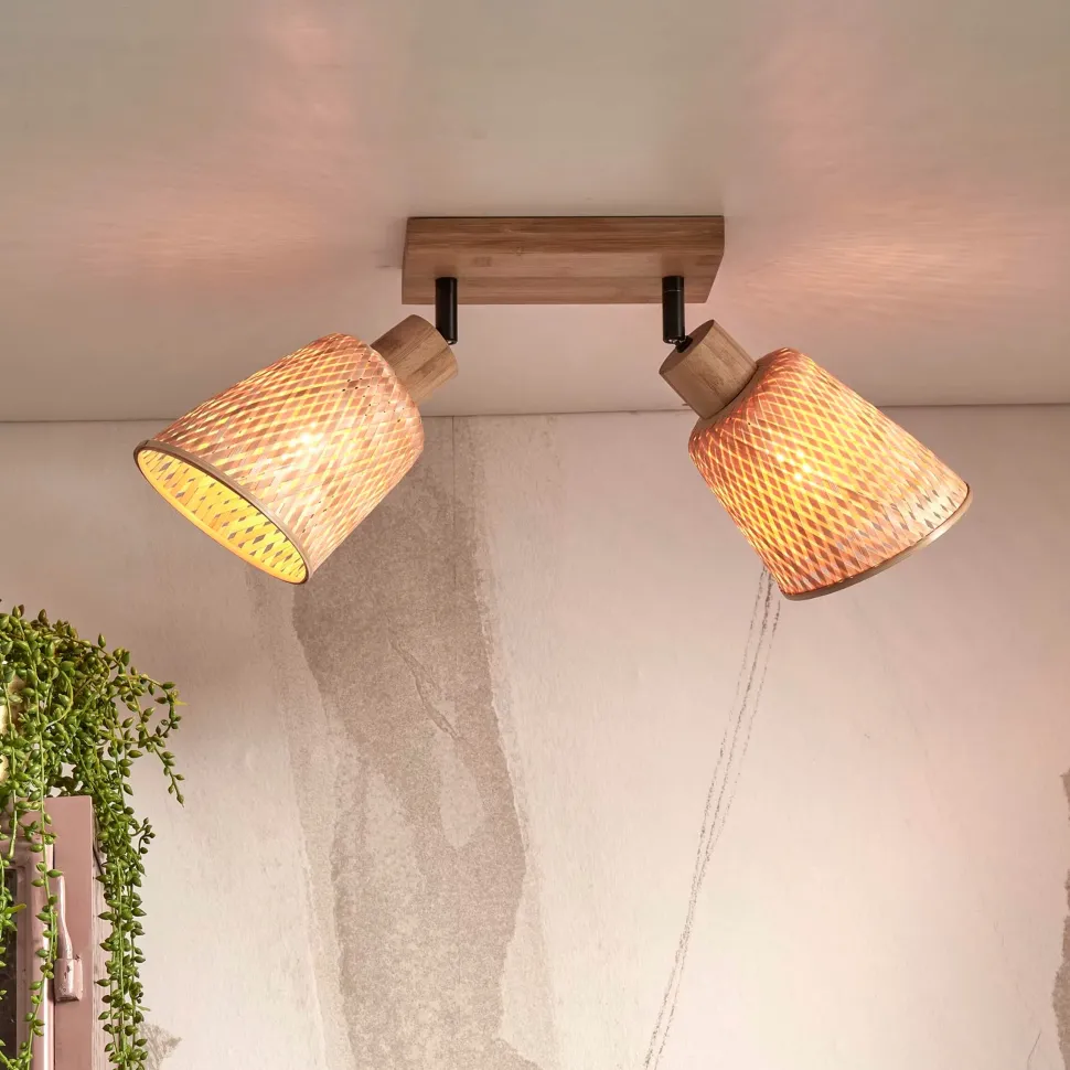 Plafondlamp Java 2-lamps, Bamboe