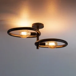 Plafondlamp Joelle Artic black finish, 2-lamps