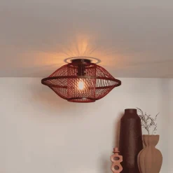 Plafondlamp Maui Bamboe, kleur Burgundy