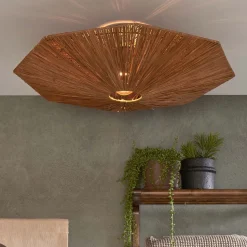Plafondlamp Panama Raffia, kleur Bruin