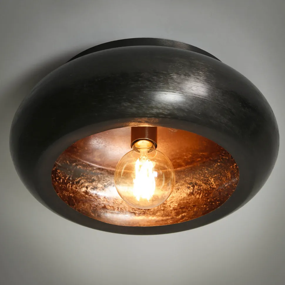 Plafondlamp Yamil kleur Zwart Nikkel