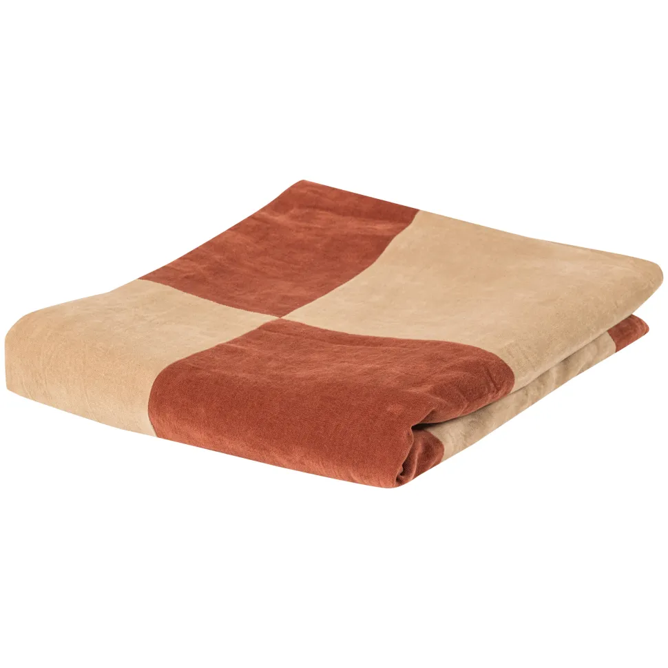 Plaid Zena 130 x 170cm, kleur Roestbruin/Beige