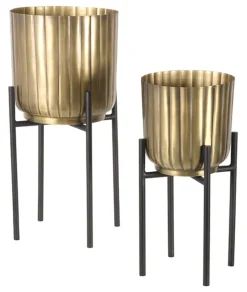 Plantenstandaard Plantin Set van 2 stuks, kleur Antiek Goud