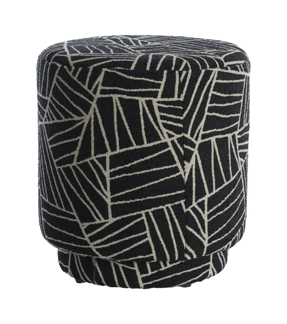 Poef Davonte 40cm, kleur Zwart/Wit
