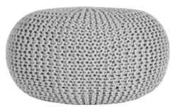 Poef Knitted, 70 x 35cm, kleur Lichtgrijs