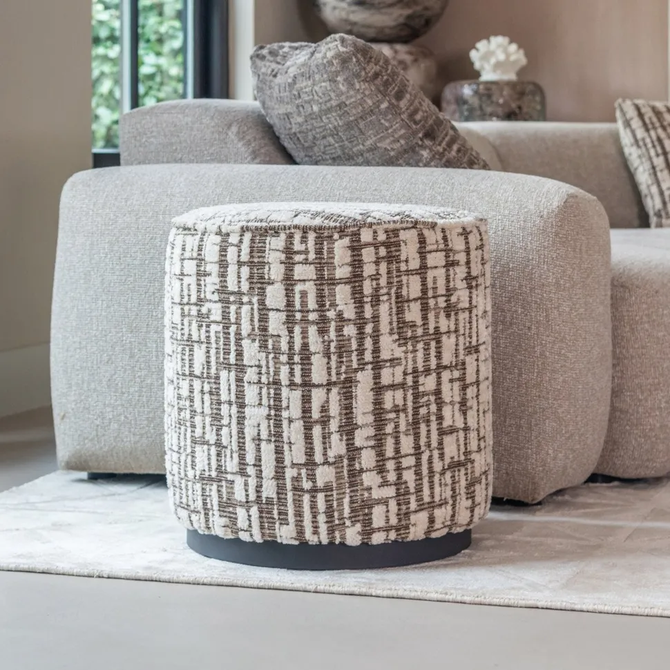 Poef Lexie Geweven stof, 45cm