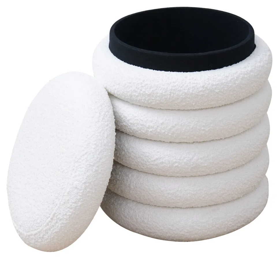 Poef Lucine Met opbergruimte, Bouclé