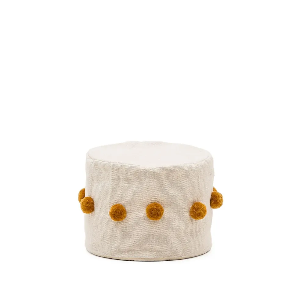 Poef Manua 40cm, kleur Beige/Mosterdgeel
