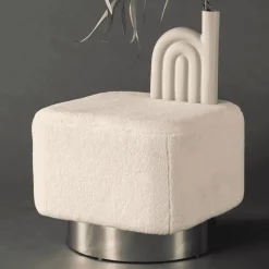 Poef Montey Fleece, kleur Off White