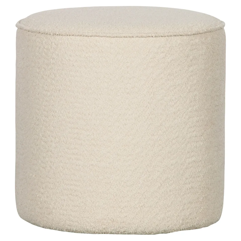 Poef Sara Hoof, Bouclé, kleur Crème