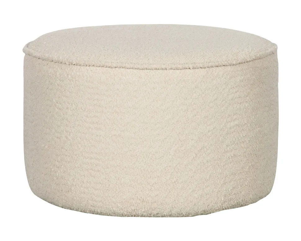 Poef Sara Laag, Bouclé, kleur Crème