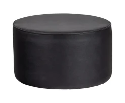 Poef Sara Laag, PU, kleur Zwart