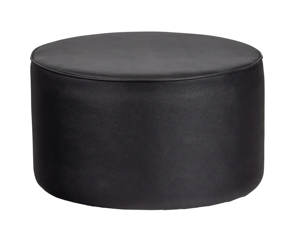 Poef Sara Laag, PU, kleur Zwart