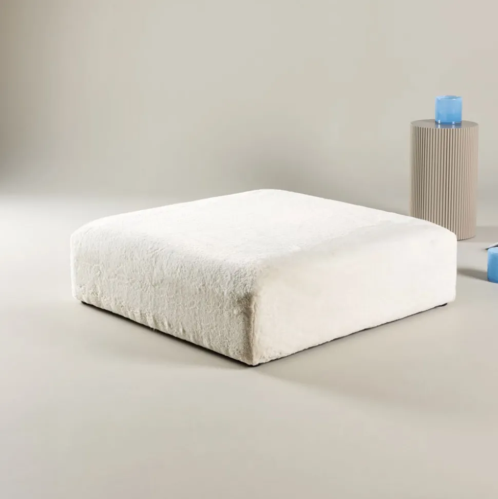 Poef Taneka Faux fur, kleur Beige