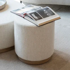 Poef/Bijzettafel Avah Bouclé, 41cm