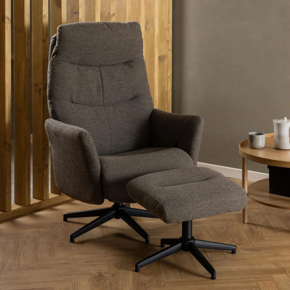 Relaxfauteuil Talisha Met voetenbank, Bouclé
