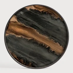 Rond Dienblad Linear Flow kleur Brons