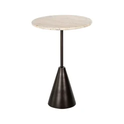 Ronde Bijzettafel Avalon Travertin, 39cm, kleur Brons