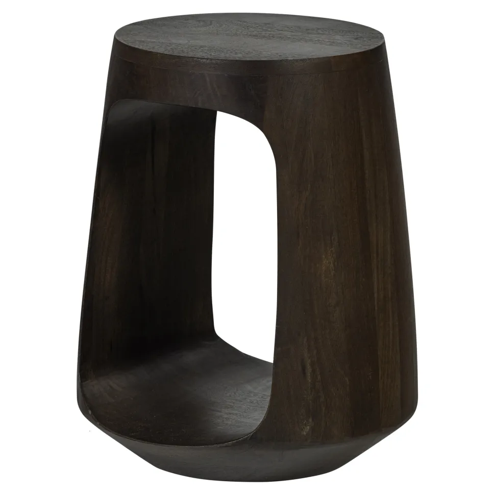 Ronde Bijzettafel Bayo Walnoot mangohout, 33cm