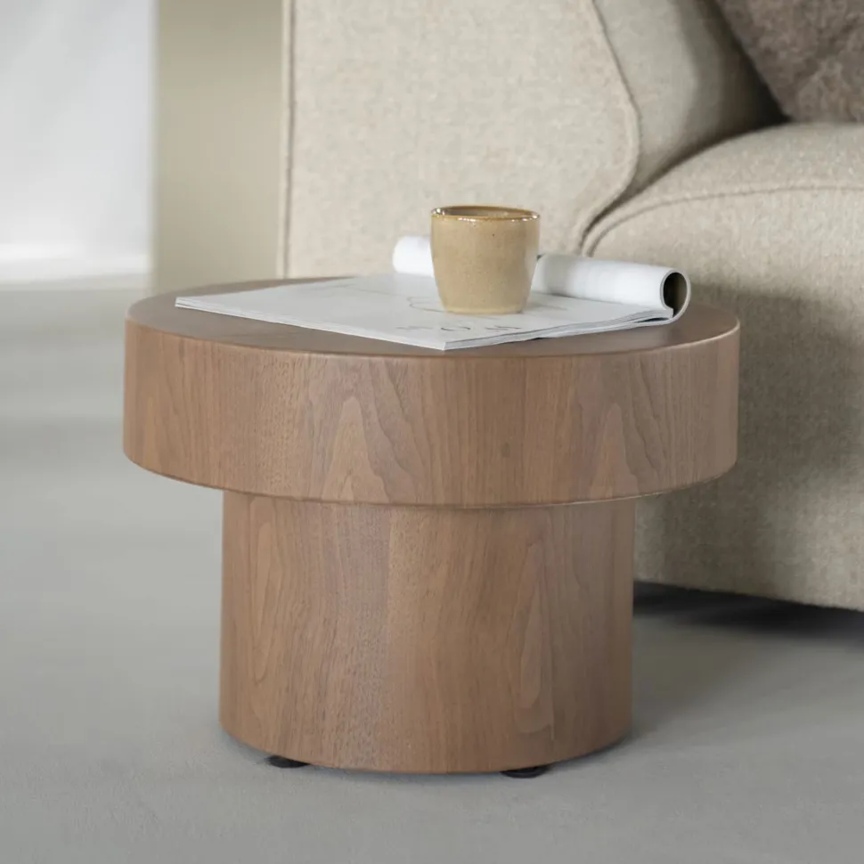 Ronde Bijzettafel Bobbie Walnoot, 45cm