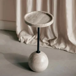 Ronde Bijzettafel Cocktail Marmer, 25cm