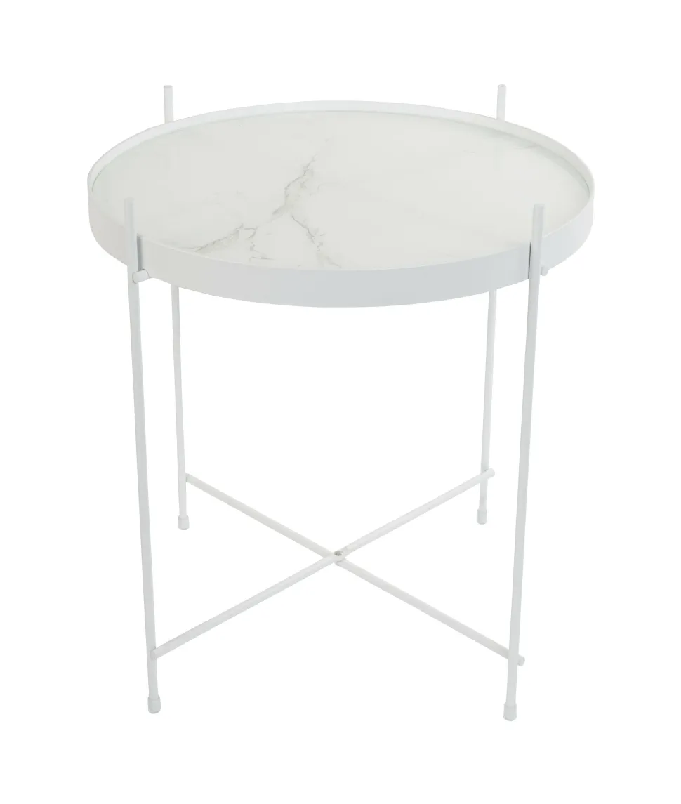 Ronde Bijzettafel Cupid Marmerlook, 43cm