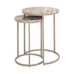 Ronde Bijzettafel Fairfax Marmer, Set van 2 stuks
