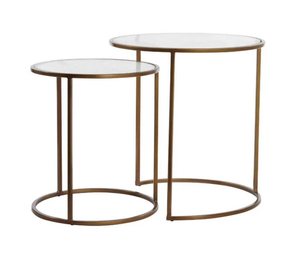 Ronde Bijzettafel Ferati Glas, Set van 2 stuks