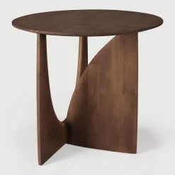 Ronde Bijzettafel Geometric Gevernist Hout, 51cm