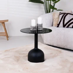 Ronde Bijzettafel Indira Glas en staal, 55cm