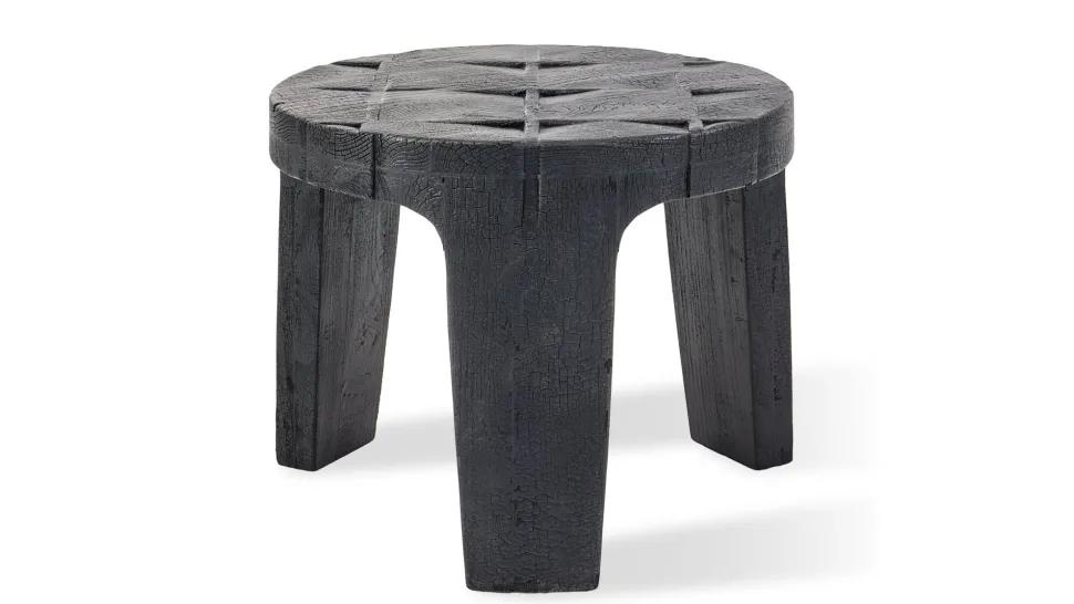 Ronde Bijzettafel Kartano Gebrand hout, 56cm