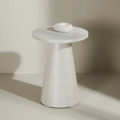 Ronde Bijzettafel Mikeisha 35cm, kleur Glossy Wit