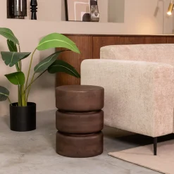 Ronde Bijzettafel Milly Mangohout, 35cm, kleur Espresso