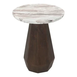 Ronde Bijzettafel Oberoy Marmer en mangohout, 45cm