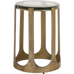 Ronde Bijzettafel Rixo Glas en brushed gold, 37cm