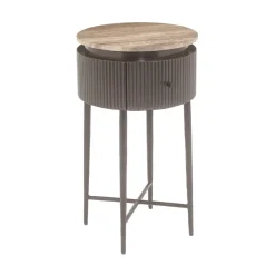 Ronde Bijzettafel Russo Travertin en brass, 40cm