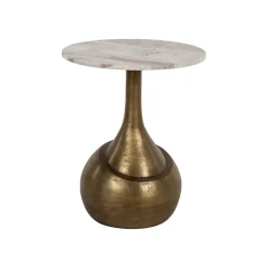 Ronde Bijzettafel Sia Marmer en brushed gold, 47cm