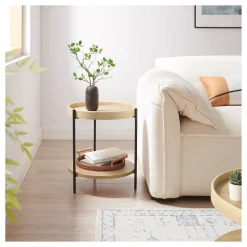 Ronde Bijzettafel Sylver MDF en metaal, 44cm