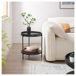 Ronde Bijzettafel Sylver MDF en metaal, 44cm